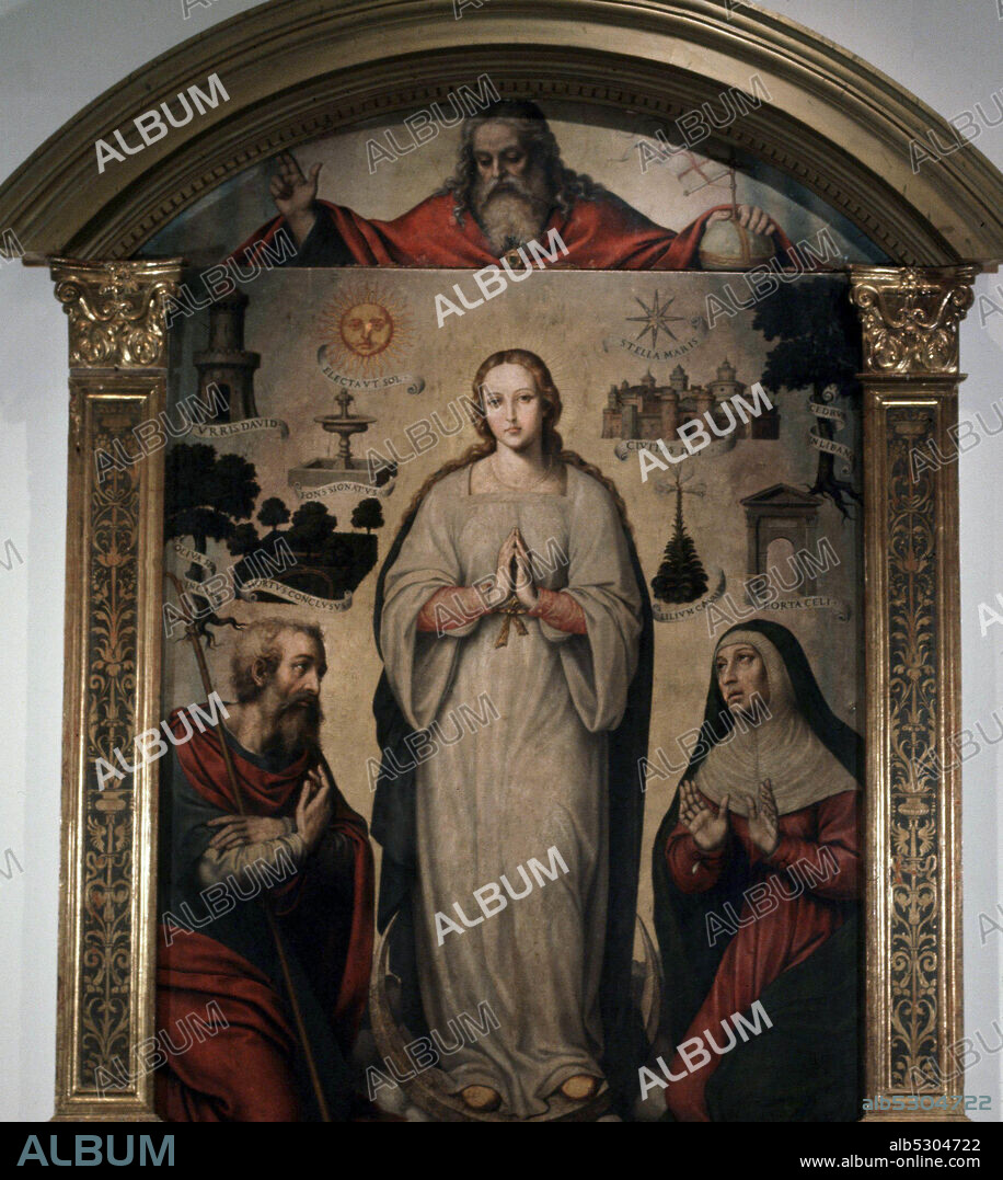 VICENTE MACIP. JUAN DE JUANES. VICENTE JUAN MASIP. PINTOR ESPAÑOL . FUENTE LA HIGUERA 1523-1579. HIJO DE VICENTE MASIP. " INMACULADA " , OLEO SOBRE LIENZO.