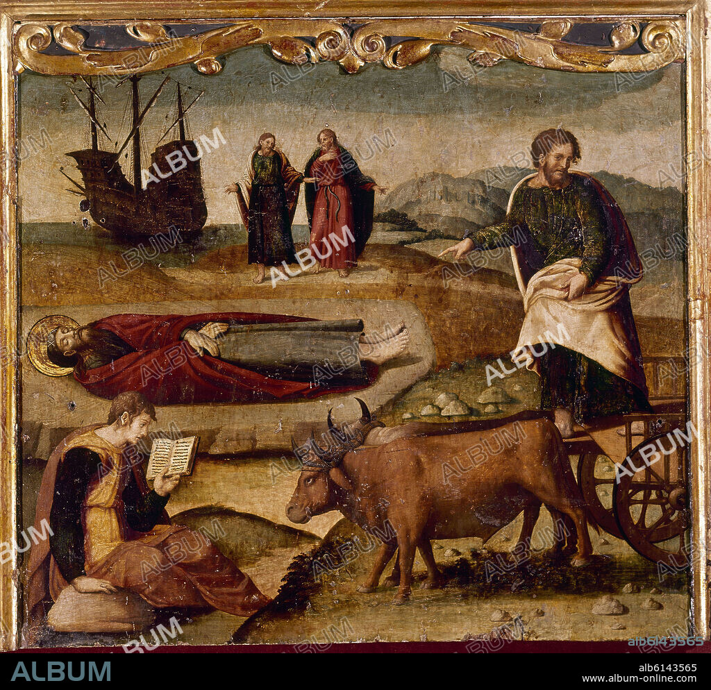 JUAN DE VITORIA. TABLA DEL RETABLO DE SANTIAGO - TRASLADO DEL CUERPO DE SANTIAGO - SIGLO XVI.