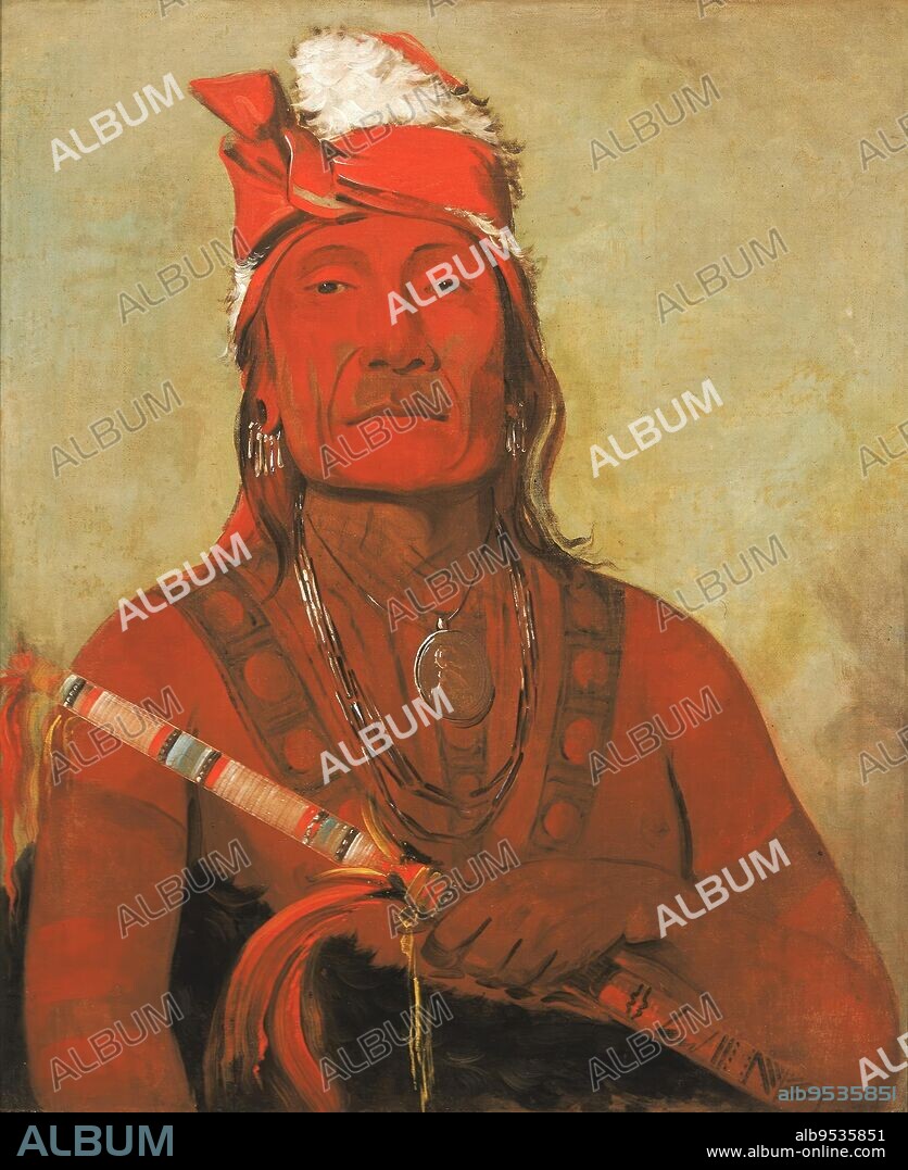 GEORGE CATLIN. Toh-kí-e-to, Stone With Horns, a Chief. oil on canvas. Date: 1832.