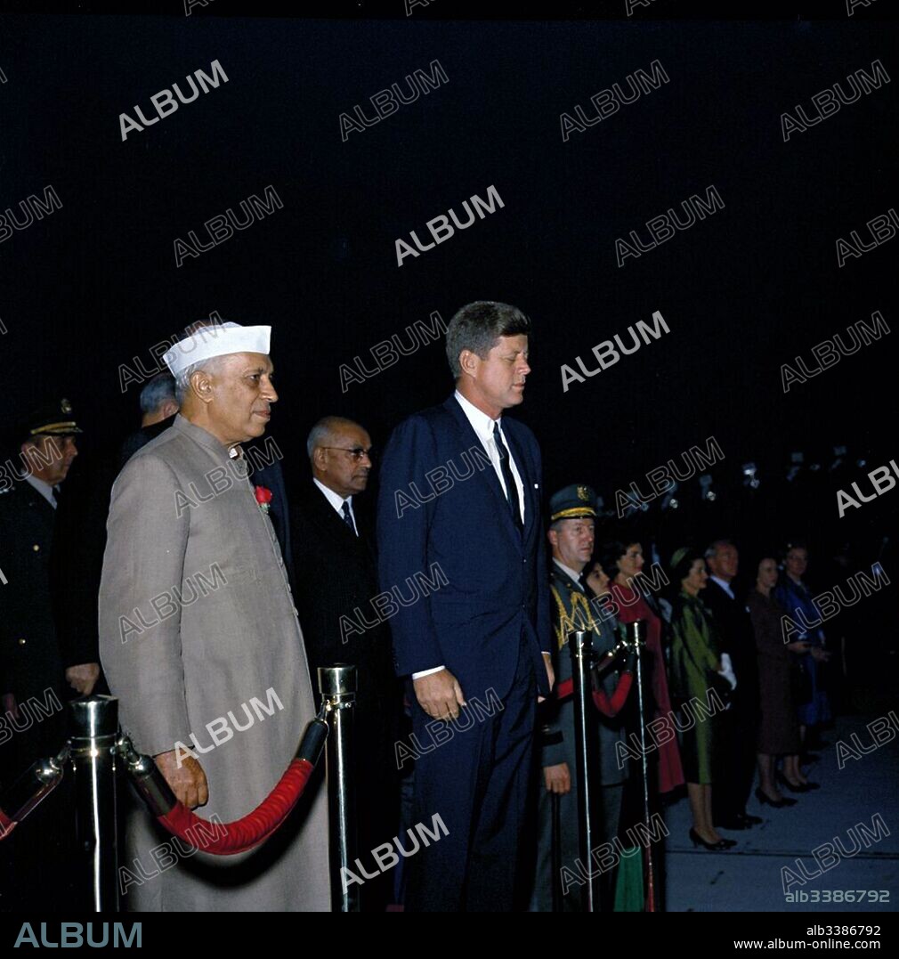 Jawaharlal Nehru (1889 -1964) Prime Minister of India with US President John F Kennedy (1917-1963) at the White House 1962.