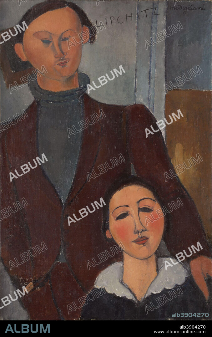 AMEDEO MODIGLIANI. Jacques and Berthe Lipchitz. Date/Period: 1916. Painting. Oil on canvas Oil on canvas. Height: 813 mm (32 in); Width: 543 mm (21.37 in).