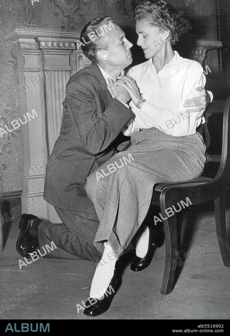 Career Woman (Fifth Of Twelve) --- Wearing slacks, Clare Boothe Luce rehearses a scene from Bernard Shaw's "Candid" with actor Paul McGrath, in Stamford, Conn. she performed in the play during a vacation period from Congress. February 20, 1953. (Photo by United Press).