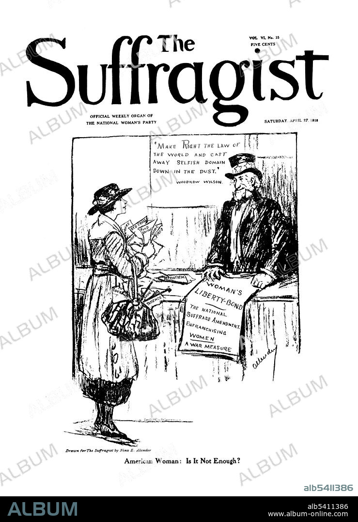 The Suffragist (1913-20) was a weekly newspaper published by the Congressional Union for Woman Suffrage. Started by Alice Paul with Rheta Childe Dorr as its first editor, its goal was to spread women's political news and to advance movements toward a suffrage amendment. The newspaper gave its publishers an avenue to communicate directly with each other and supporters without going through the mainstream media. The cover of each issue usually featured a full-page cartoon. Artist Nina Allender presented a new image of the suffragist as young and physically beautiful, as well as courageous and intelligent.