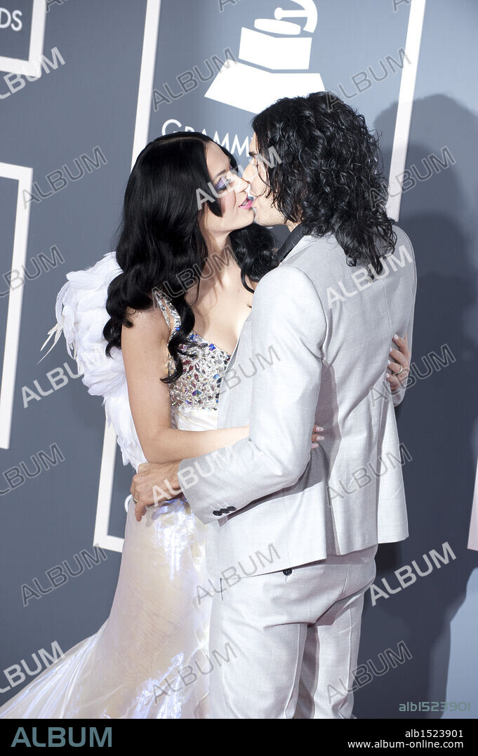 Feb 13, 2011 - Los Angeles, California, U.S. - RUSSELL BRAND, and KATY PERRY, wearing Armani, arrive for the Grammy Awards show at Staples Center. 13/02/2011