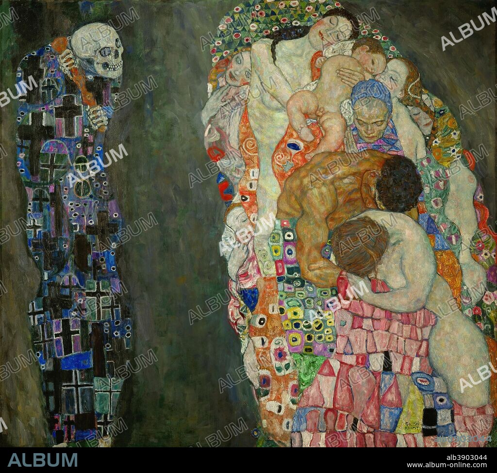 GUSTAV KLIMT. "Tod und Leben" Death and Life. Date/Period: 1910/15. Painting. Oil on canvas. Height: 1,805 mm (71.06 in); Width: 2,005 mm (78.93 in).