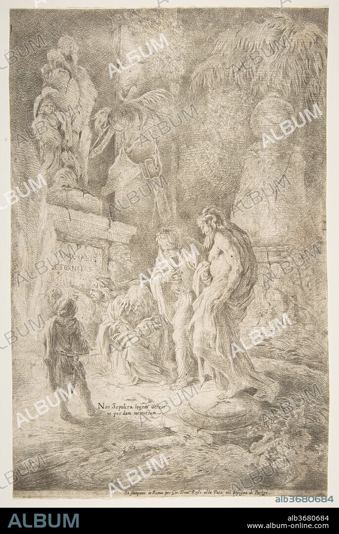 'Temporalis Aeternitas', four scholars amongst ruins. Artist: Giovanni Benedetto Castiglione (Il Grechetto) (Italian, Genoa 1609-1664 Mantua). Publisher: Giovanni Domenico de Rossi (Italian, 1619-1653). Date: 1645.
