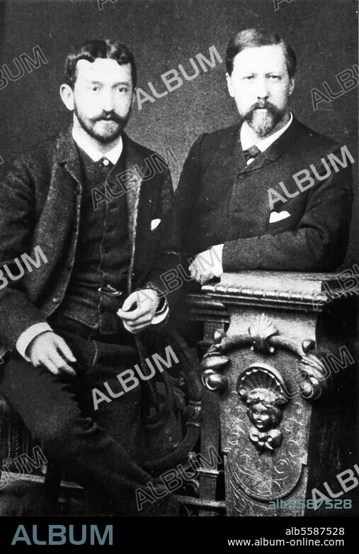 Freud, Sigmund; Austrian neurologist. founder of psychoanalytic school of psychology; Freiberg (Moravia) 6.5.1856-London 23.9.1939. Sigmund Freud and Karl Koller (1857-1944, ophthalmologist). Photograph, c. 1885.