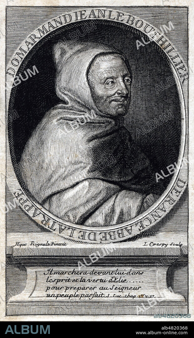 Armand Jean LE BOUTHILLIER de RANCE (1626-1700) abbe de la Trappe. Illustration vers 1697 par Hyacinte RIGAULT (1659-1743) vers 1750. Credit : Collection Jonas/Kharbine-Tapabor.