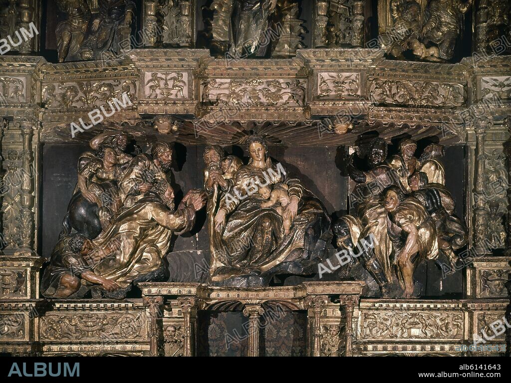 ALONSO BERRUGUETE (1488-1561). RETABLO DE LA EPIFANIA - ADORACION DE LOS REYES - 1537 - CAPILLA DE LOS REYES - RENACIMIENTO ESPAÑOL.