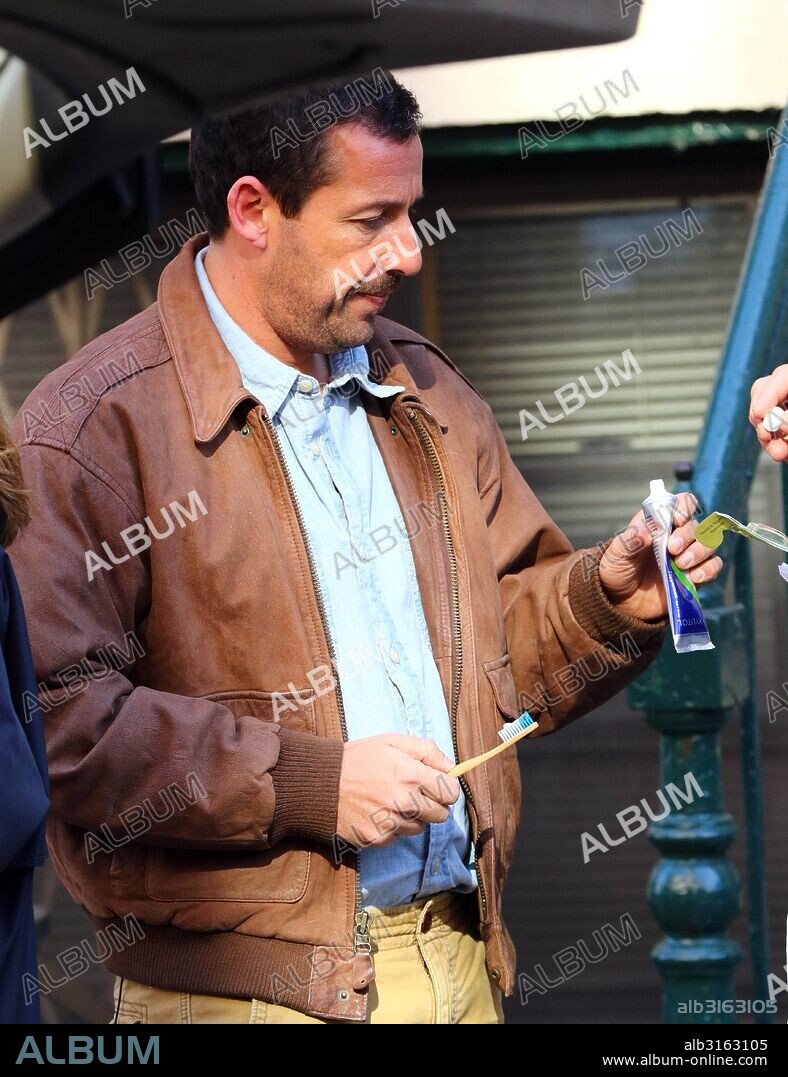 March 7, 2016 - New York City, NY, USA - Actor Adam Sandler cleans his teeth whilst on the set of his new movie 'The Meyerowitz Stories' on March 7 2016 in New York City. 07/03/2016