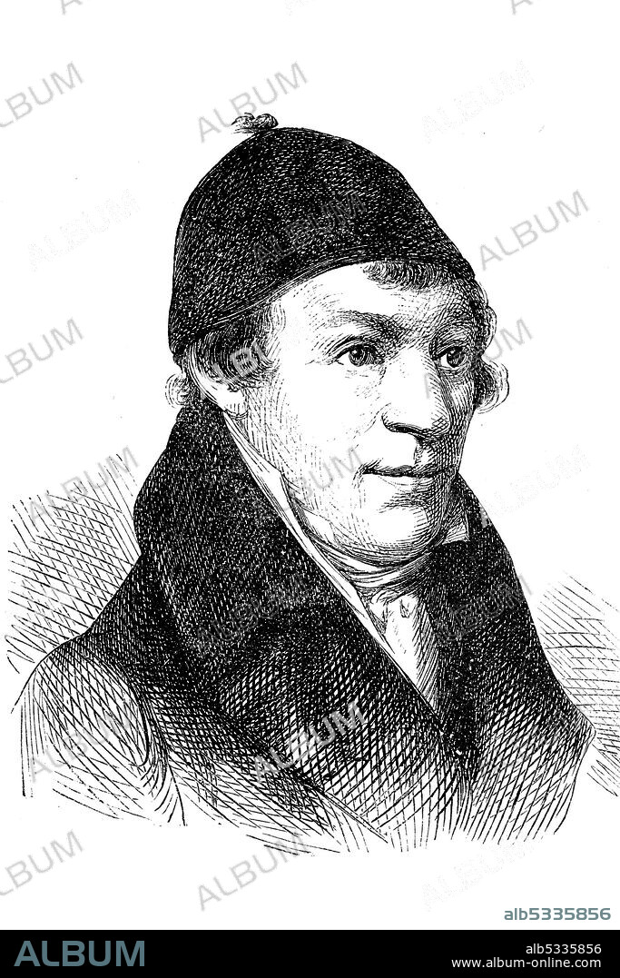 Johann Matthäus Bechstein, July 1757 – 23 February 1822, was a German naturalist, forester, ornithologist, entomologist, and herpetologist  /  Johann Matthäus Bechstein, 11. Juli 1757 - 23. Februar 1822, war ein deutscher Naturforscher, Forstwissenschaftler und Ornithologe, Historisch, historical, digital improved reproduction of an original from the 19th century / digitale Reproduktion einer Originalvorlage aus dem 19. Jahrhundert,.