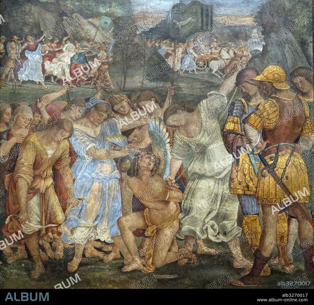 Painting titled 'The Triumph of Chastity: Love Disarmed and Bound' by Luca Signorelli (1445-1523) an Italian Renaissance painter. Dated 16th Century.