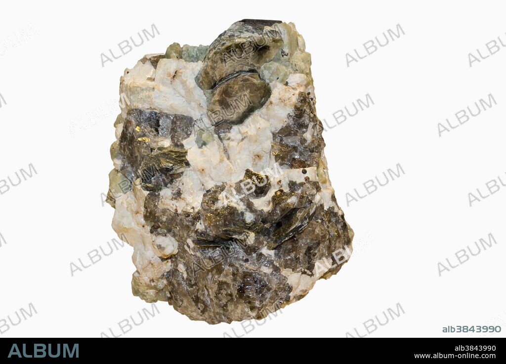 Pegmatite, an igneous rock with large, well-formed crystals, from New Hampshire, USA.