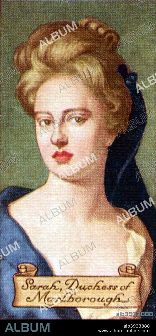Sarah Churchill,  Duchess of Marlborough (1660-1744), one of the most influential women of her time through her close friendship with Queen Anne of Great Britain. Taken from a series of cigarette cards entitled 'Celebrities of British History' produced by Carreas Ltd, 1935.