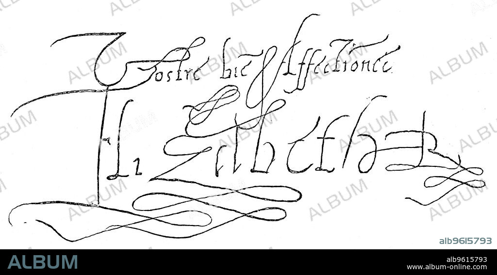 ISABEL I DE INGLATERRA. Signature of Queen Elizabeth I, 1558-1603. The last Tudor monarch, Elizabeth I (1533-1603) ruled from 1558 until 1603.