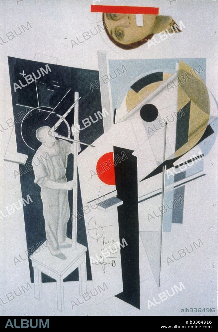 EL LISSITZKY. Tatlin at Work. Illustration for the book Six Tales with Easy Endings, by Ilya Ehrenburg.