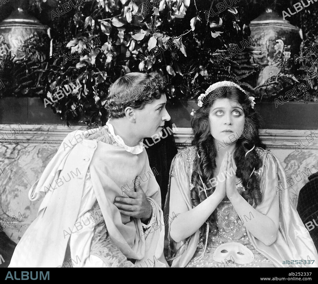 HARRY HILLIARD and THEDA BARA in ROMEO AND JULIET, 1916, directed by J. GORDON EDWARDS. Copyright FOX FILMS.
