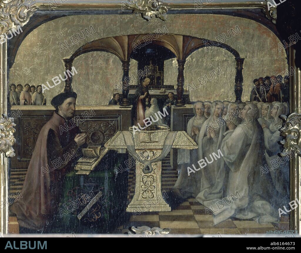 CRISTOBAL MORALES (1509-1542). RETABLO DE LAS DONCELLAS EN LA CAPILLA QUE LLEVA SU NOMBRE - ENTREGA DE LA DOTE A LAS DONCELLAS - HACIA 1534.