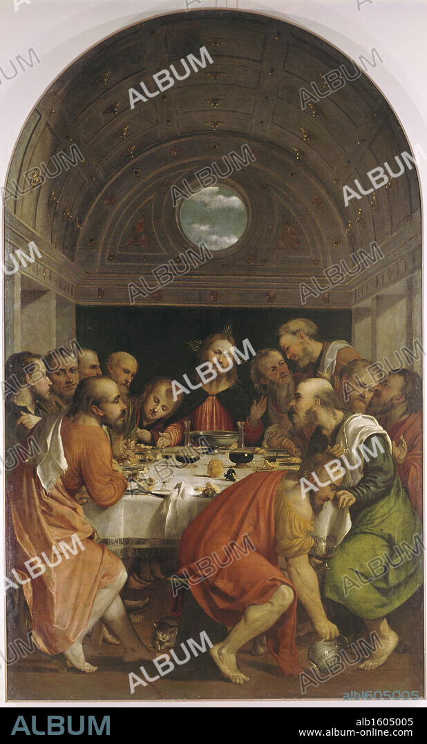 ROMANINO (GIROLAMO DI ROMANO). The Last Supper  Romanino (1485-1566 Italian).