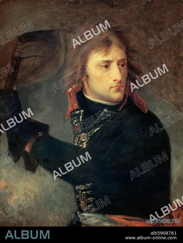 Napoleon I. Bonaparte, French emperor (from 1804), Ajaccio. (Corsica) 15.8.1769 - Longwood (St. Helena) 5.5.1821 - "Bonaparte on the Bridge of Arcole". (Battle near Arcole against Austria, 15./17. November 1796). - Study for the painting 1796, by Antoine-Jean Gros (1771-1835). Oil on canvas, 73 × 59 cm. Inv. R.F. 361. Paris, Musée du Louvre.