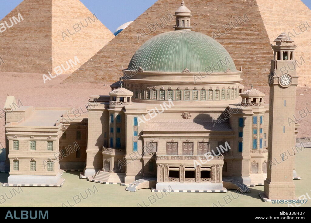 Model of Cairo University, Egypt's premier public university. Its main campus is in Giza, immediately across the Nile from Cairo. It was founded on 21 December, 1908.