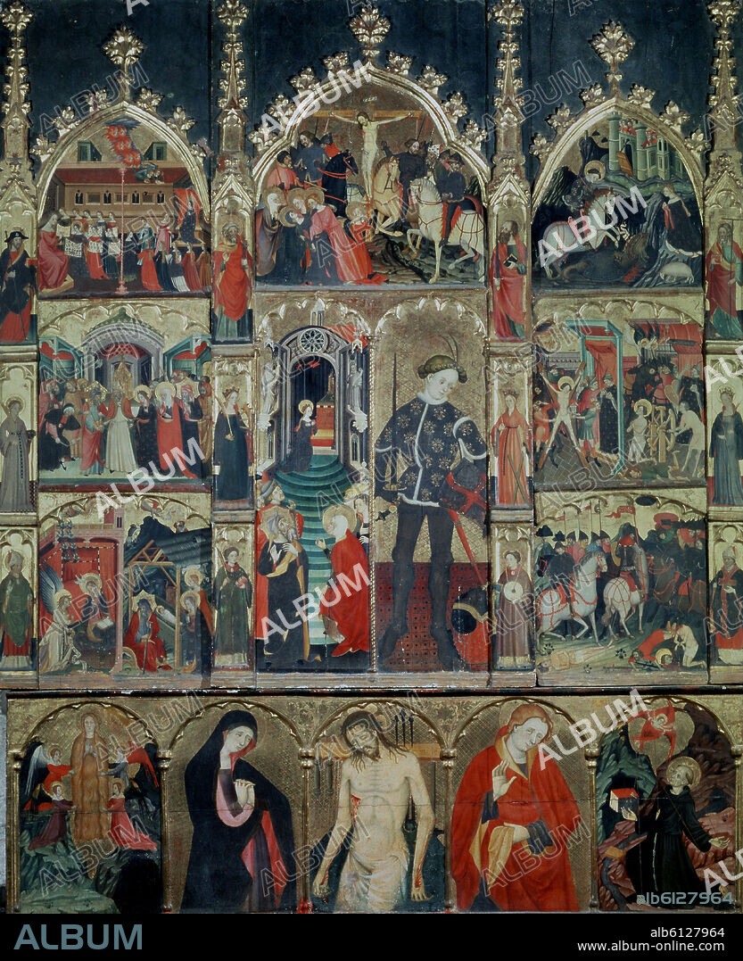 LLUIS BORRASA (1360-1426). RETABLO DE LA VIRGEN Y SAN JORGE DEL SIGLO XIV SITUADO EN LA ANTIGUA IGLESIA DE SAN FRANCISCO COVERTIDA EN HOSPITAL.