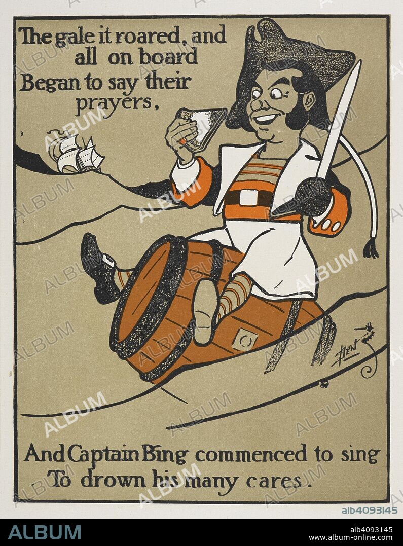 LYMAN FRANK BAUM and PERCY ALEXANDER LEASON. Captain Bing, a sailor. Colour illustration for a children's book. Father Goose: his book ... Pictures by Wm. W. Denslow. (Sixth edition.). Bobbs-Merrill Co.: Indianapolis, [1905.]. Source: 12812.c.45.