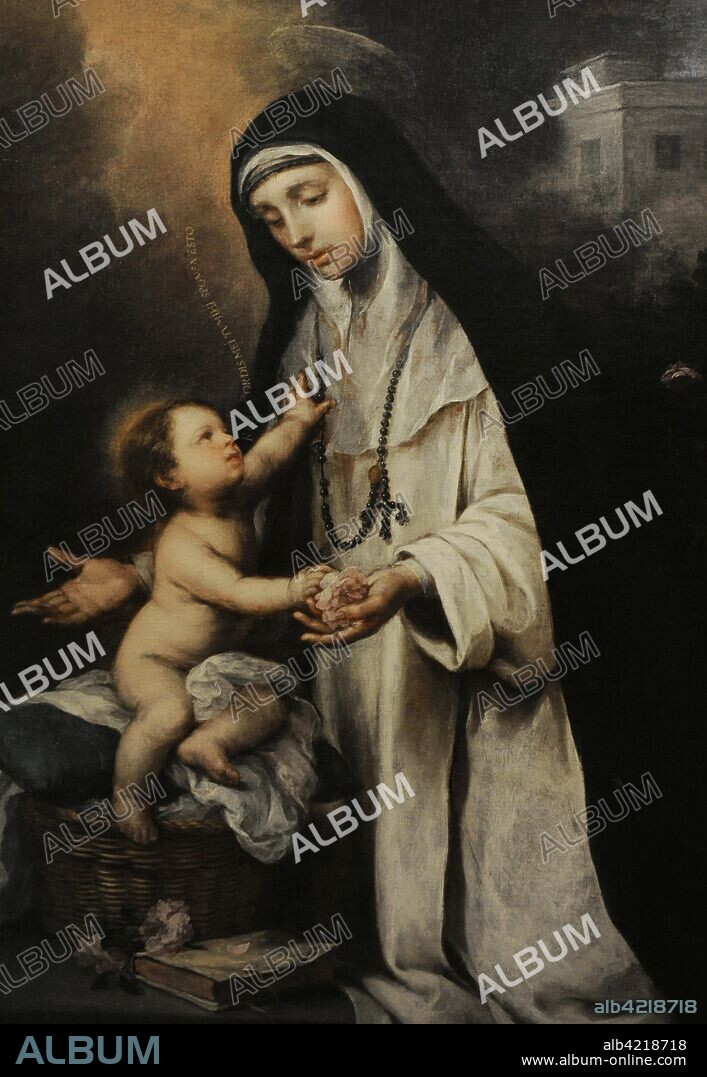 Santa Rosa de Lima (1586-1617). Mística cristiana dominica. Retrato por Bartolomé Esteban Murillo (1617-1682), hacia 1670. Detalle. Oleo sobre lienzo. Museo Lázaro Galdiano. Madrid. España.