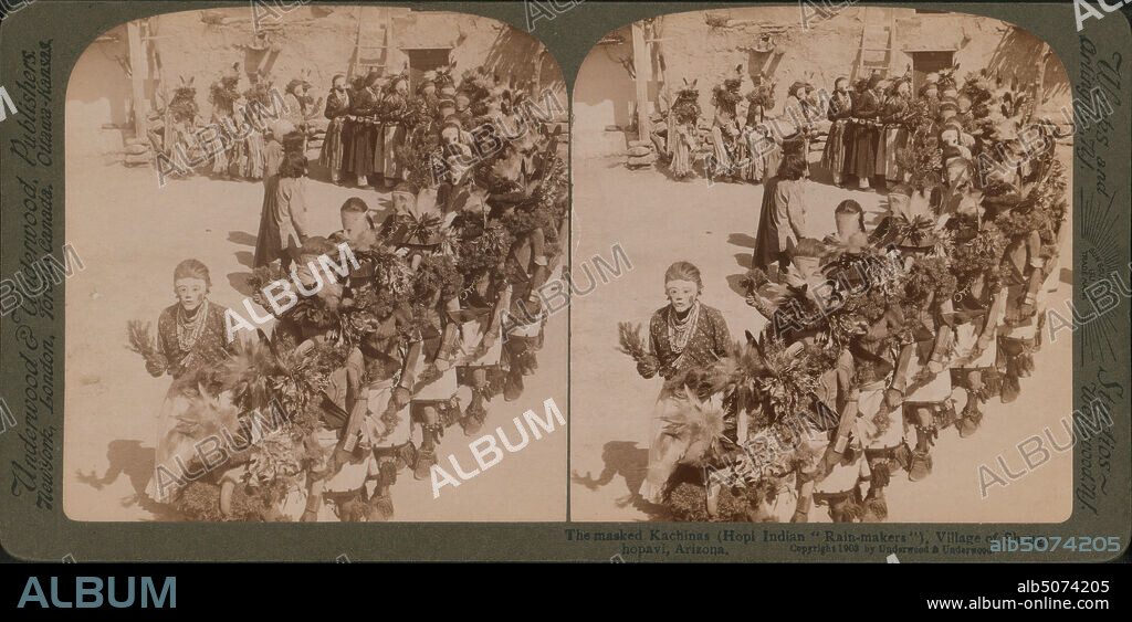 The mask of Kachina (Hopi Indians 'rain maker'), village of Shonghopavi, Arizona., still image, Stereographs, 1850 - 1930.