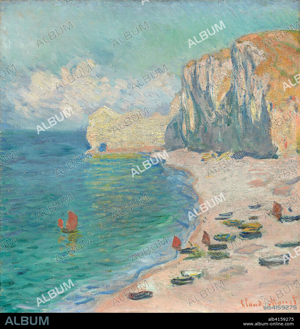 Étretat: The Beach and the Falaise d'Amont. Claude Monet; French, 1840-1926. Date: 1885. Dimensions: 69.3 × 66.1 cm (27 1/4 × 26 in.). Oil on canvas. Origin: France.
