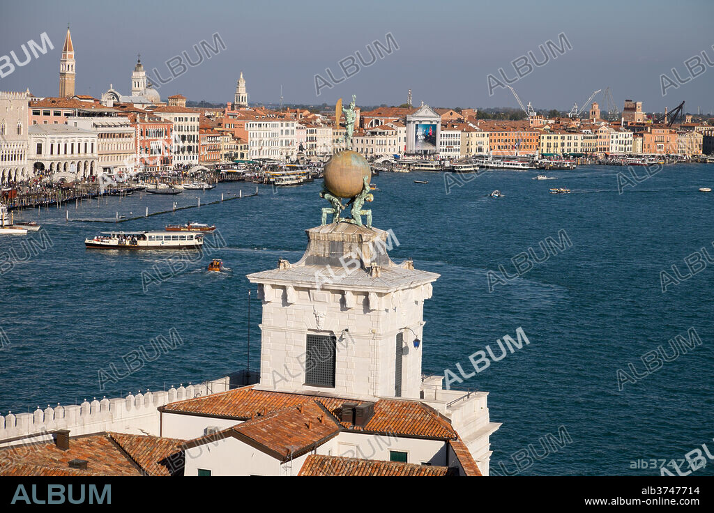 Punta della Dogana (Dogana di Mare), the old Venice customs post, now a modern art museum, seen from the Patriarchal Seminary of Venice, UNESCO World Heritage Site, Veneto, Italy, Europe.