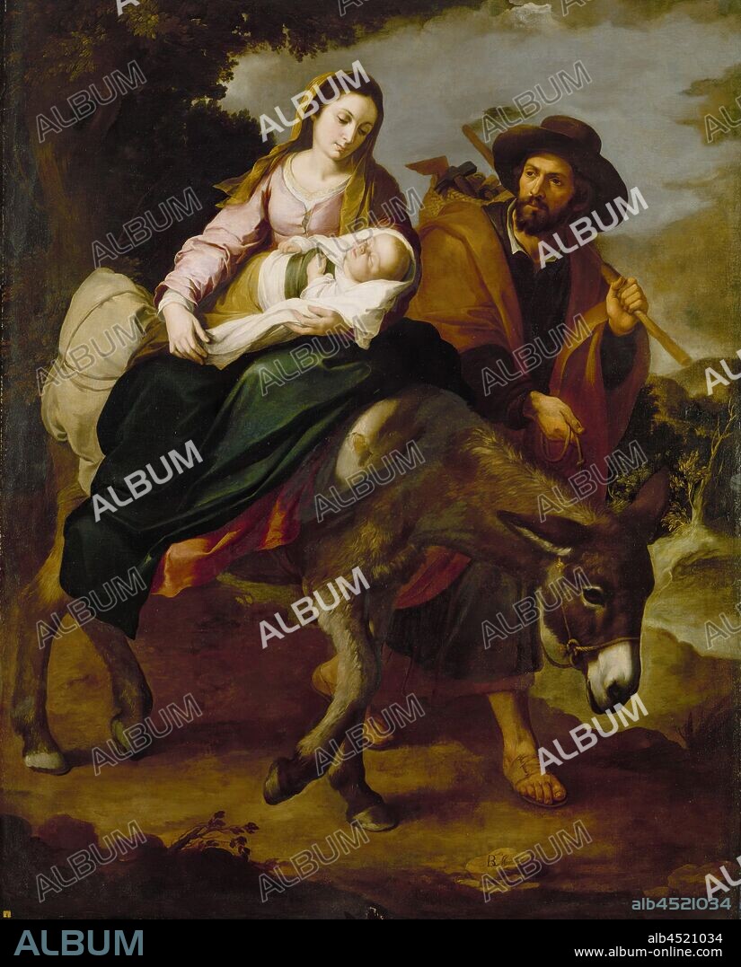 Bartolomé Esteban Murillo, Spanish, 1617-1682, The Flight into Egypt, ca. between 1647 and 1650, oil on canvas, Unframed: 82 1/2 × 65 1/2 inches (209.6 × 166.4 cm).