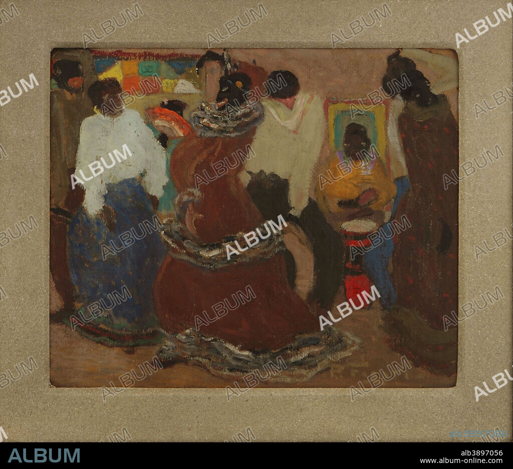 PEDRO FIGARI. Candombe. Date/Period: From 1880 until 1938. Painting. Height: 340 mm (13.38 in); Width: 400 mm (15.74 in).