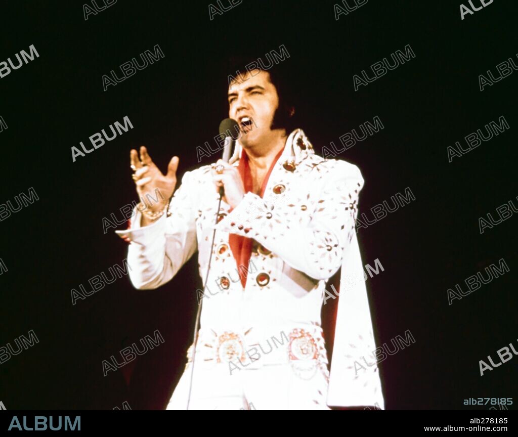 The American singer Elvis Presley during a concert in 1975.