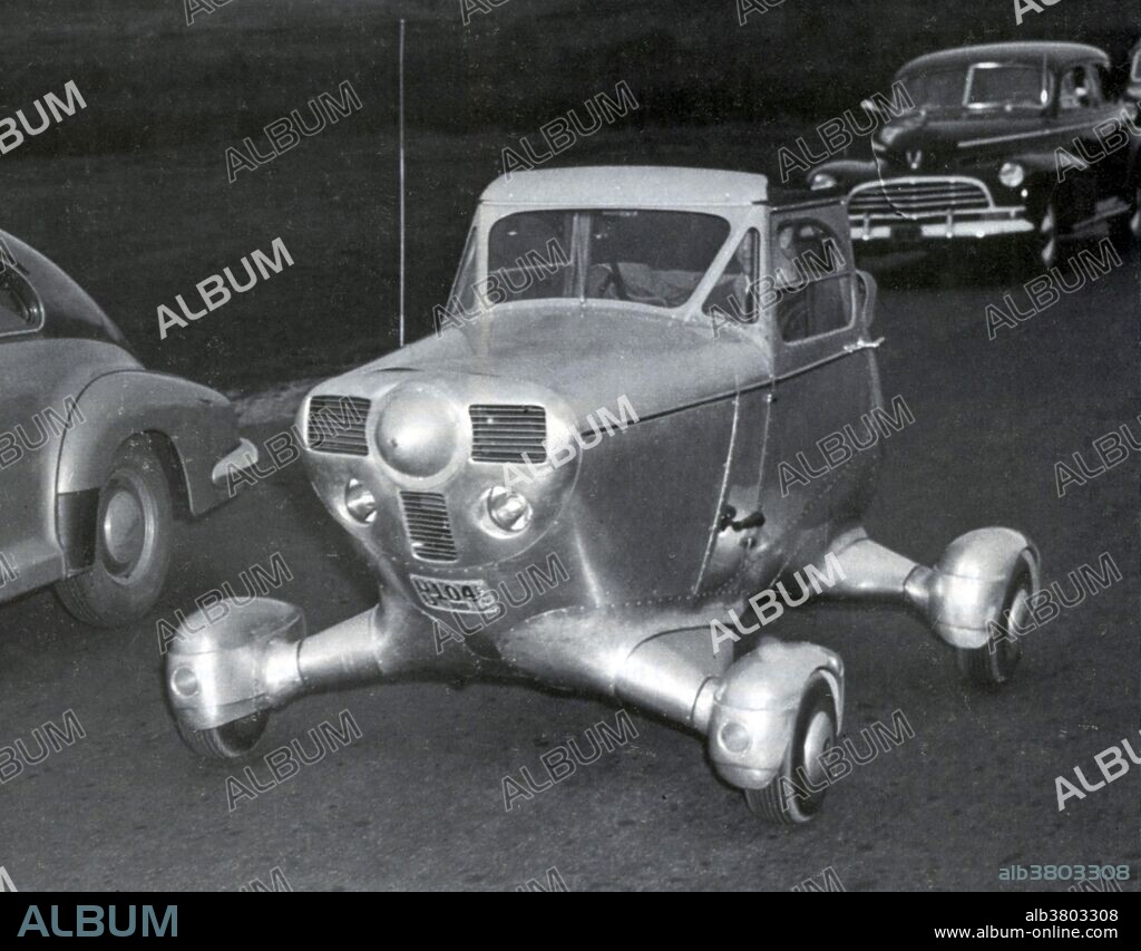 Successfully tested in 1947, the Airphibian was the first roadable aircraft to be certified by the Civil Aeronautics Administration. A roadable aircraft is a hybrid vehicle that combines the flying capability of an aircraft with the option of being driven as an automobile on the ground. In flight, it looked like a small airplane. For road use, its entire aft section, including the tail and wings, was detached and rested on its own small wheels. The propeller was also removed. The Airphibian was quite airworthy, and on a dare from Life magazine, inventor Robert Fulton once used it to travel from his home in Connecticut to Manhattan to attend a Broadway show. The pioneering vehicle could also fly up to 400 miles on 30 gallons of gas. Fulton blamed government regulations for making it unmarketable. Charles Lindbergh flew it 1950 and, although it was not a commercial success (financial costs of air worthiness certification forced him to relinquish control of the company, which never developed it further), it is now in the Smithsonian. Robert Edison Fulton, Jr. (April 15, 1909 - May 7, 2004) was an American inventor and adventurer. He is known for having traveled around the world on a motorcycle and for several aviation-related inventions, among his 70 patents.