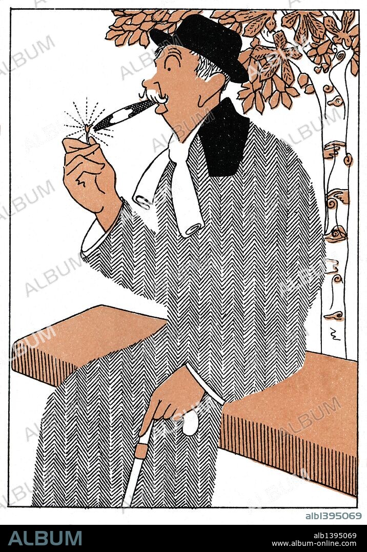 ROMÁN BONET SINTES "BON". Caricatura de Benito Pérez Galdós (Las Palmas de Gran Canaria, 1843-Madrid, 1920). Novelista, dramaturgo y cronista español. Uno de los principales representantes de la novela realista del siglo XIX y uno de los más importantes escritores en lengua española. Año 1911.