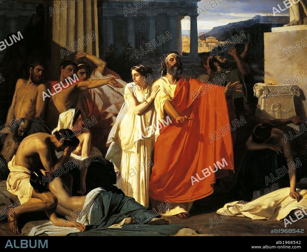 Oedipus and Antigone during the plague in Thebes, by Eugene-Ernest Hillemacher (1818-1887).
