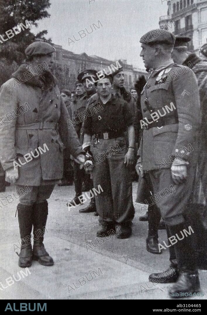(left) José Solchaga Zala (1881 - 1953) Spanish general who fought for the Nationalists in the Spanish Civil War with (Right) Camilo Alonso Vega (1889 -  1971) a Spanish military officer and minister.
