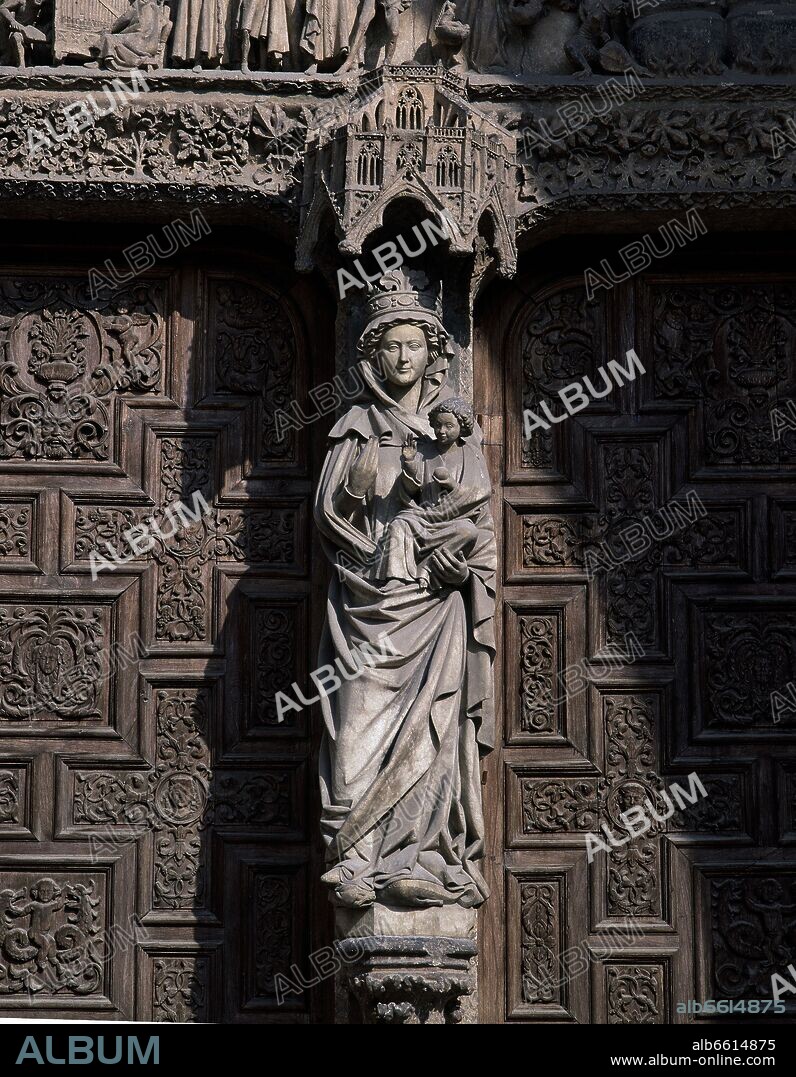 COPIA DE LA VIRGEN BLANCA - PARTELUZ DE LA PORTADA DEL JUICIO FINAL - SIGLO XIII - GOTICO ESPAÑOL.