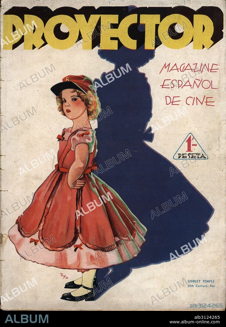 Portada de la revista de cine Proyector, número 8, dedicada a la actriz Shirley Temple. Barcelona, 15 julio 1936.