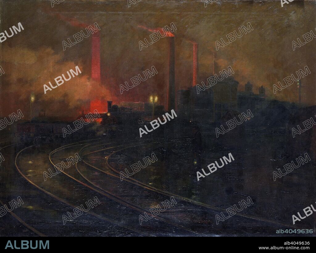 'The Dowlais steelworks, Cardiff at night', 1893-1897.
