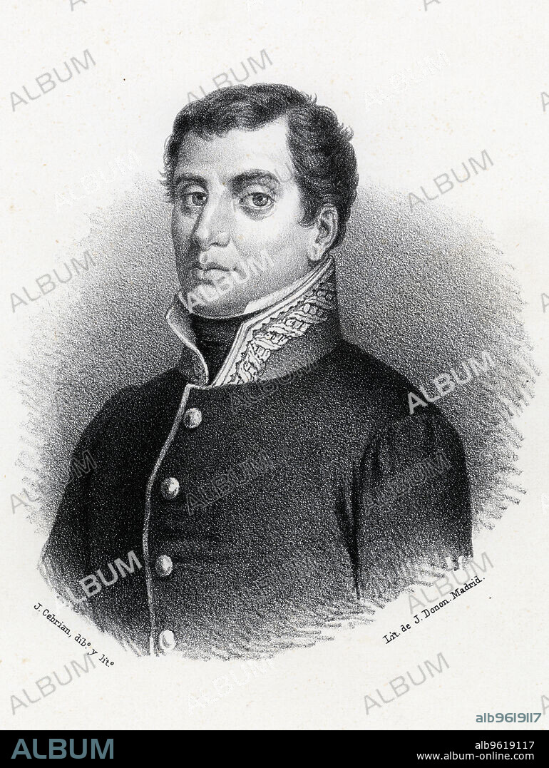 Rafael de Riego y Nunez (1785-1823), Spanish military and politician, led the military uprising in Cabezas de San Juan in 1820.