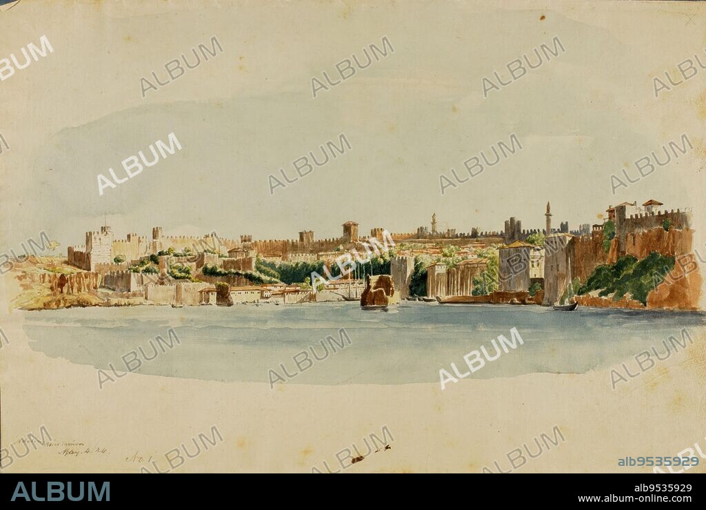 MINER KILBOURNE KELLOGG. Adalia, Asia Minor. watercolor on paper mounted on paper. Date: 1844 or 1846.