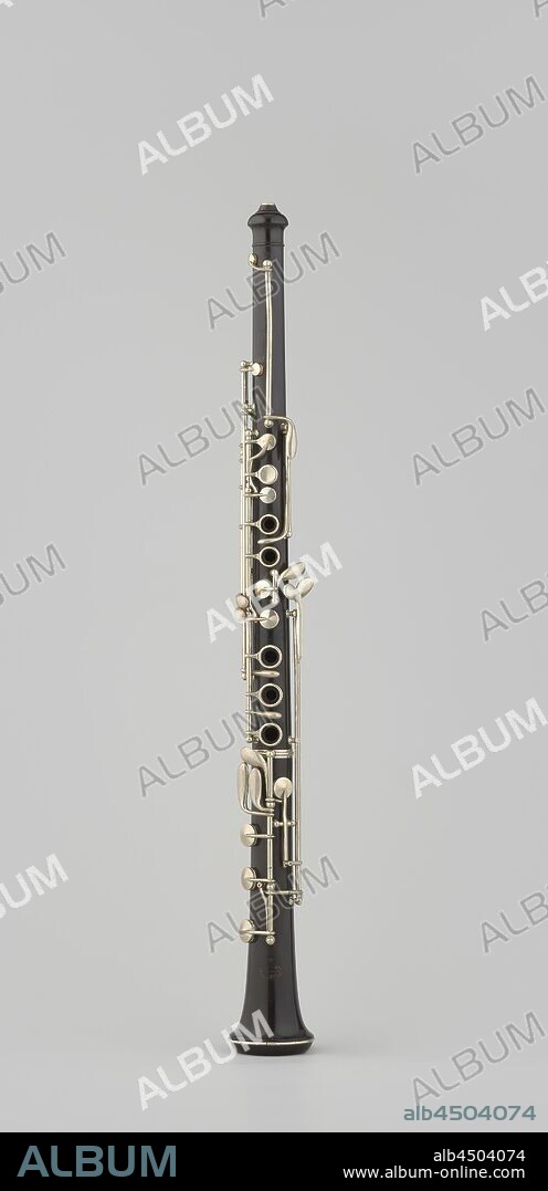 Oboe, Guerin, Marseille, c. 1860 - c. 1899, ebony (wood), nickel (metal), toetsen, l 53.5 cm d 55.7 cm d 1 cm.