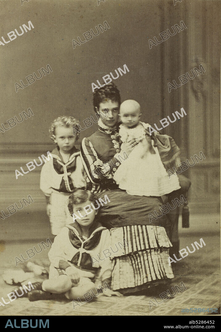 GEORG EMIL HANSEN. Grand Duchess Maria Fyodorovna with children, Nicholas Alexandrovich, George Alexandrovich and Xenia Alexandrovna.