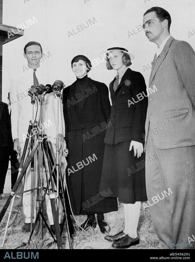 Royal Family Reunited -- Former Empress Zita of Austria-Hung Ary (Second from left) and her daughter, Archduchess Elizabeth (in low shoes) are shown as they arrived in New York July 20 on the Dixie Clipper. They were forced to leave their Belgian Exile home because of the war. They were met by Zita's two sons, Prince Felix (left) and Archduke Otto (right). They went from New York to Royalston, Mass. July 20, 1940. (Photo by Associated Press Photo).