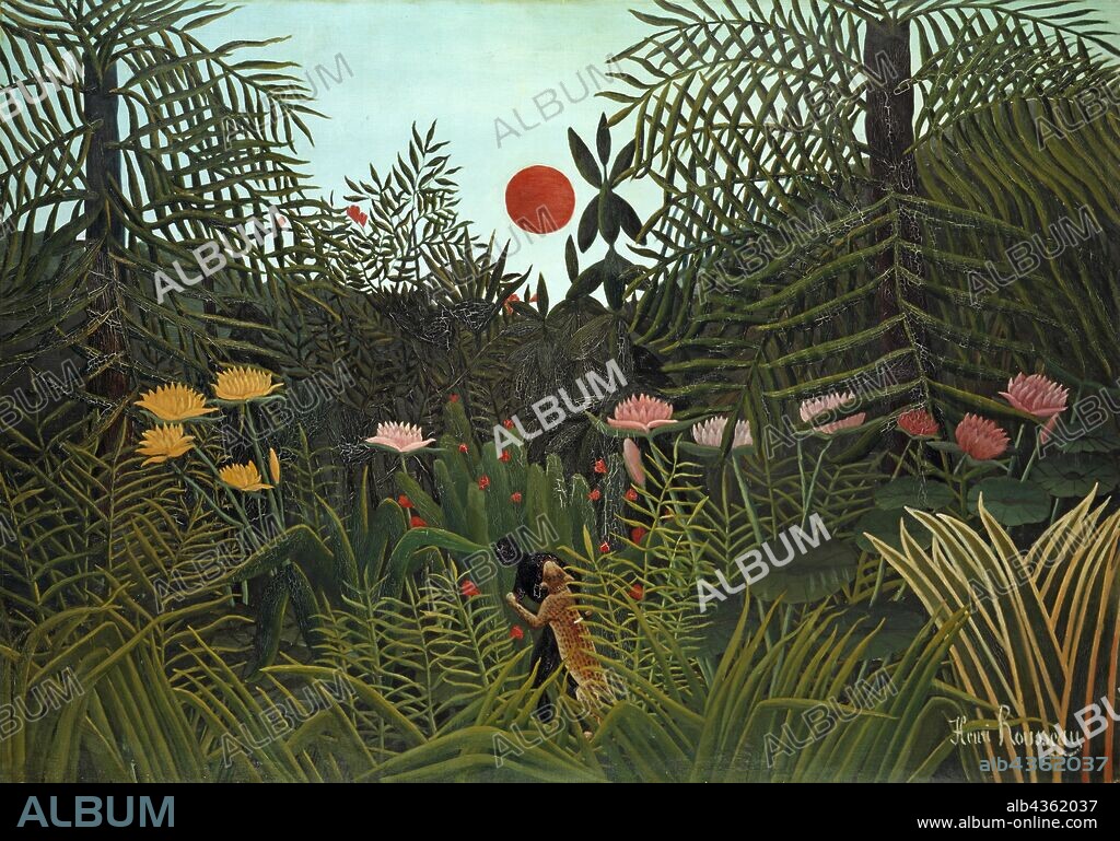 Forêt vierge au soleil couchant, c. 1910, oil on canvas, 113.6 x 162.3 cm, signed lower right in white color: Henri Rousseau, Henri Rousseau (Le Douanier), Laval/Mayenne 1844–1910 Paris.