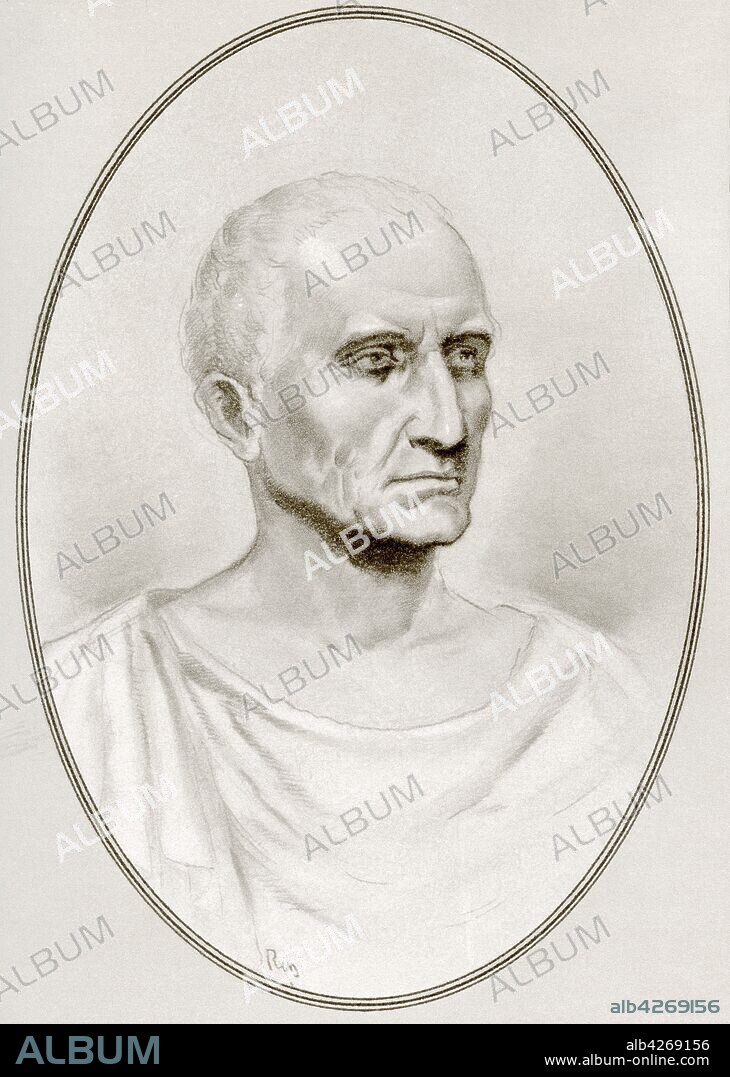Gaius Julius Caesar,  100 - 44 BC,  aka Julius Caesar Roman politician and military general Illustration by Gordon Ross,  American artist and illustrator 1873-1946,  from Living Biographies of Famous Rulers.