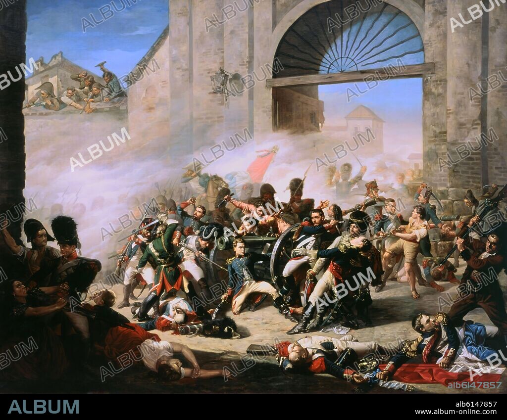 MANUEL CASTELLANO (1826-1880). MUERTE DE DAOIZ Y VELARDE - DEFENSA DEL PARQUE DE ARTILLERIA DE MONTELEON POR EL PUEBLO DE MADRID - 1862.