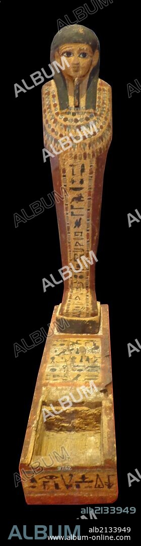 Statue of an Ancient Egyptian God Ptah-Sokar-Osiris made from wood and bronze. Features Hieroglyphics. (Photo by: Universal History Archive/UIG via Getty Images).